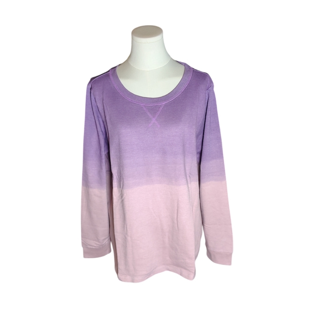 Metropolitan Purple Pink Ombre To Colorblock Long Sleeve Sweatshirt Size XL